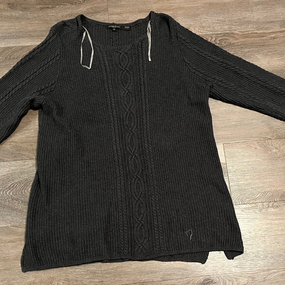 Jeanne Pierre Womans Gray 100% Cotton Sweater- 2XL
